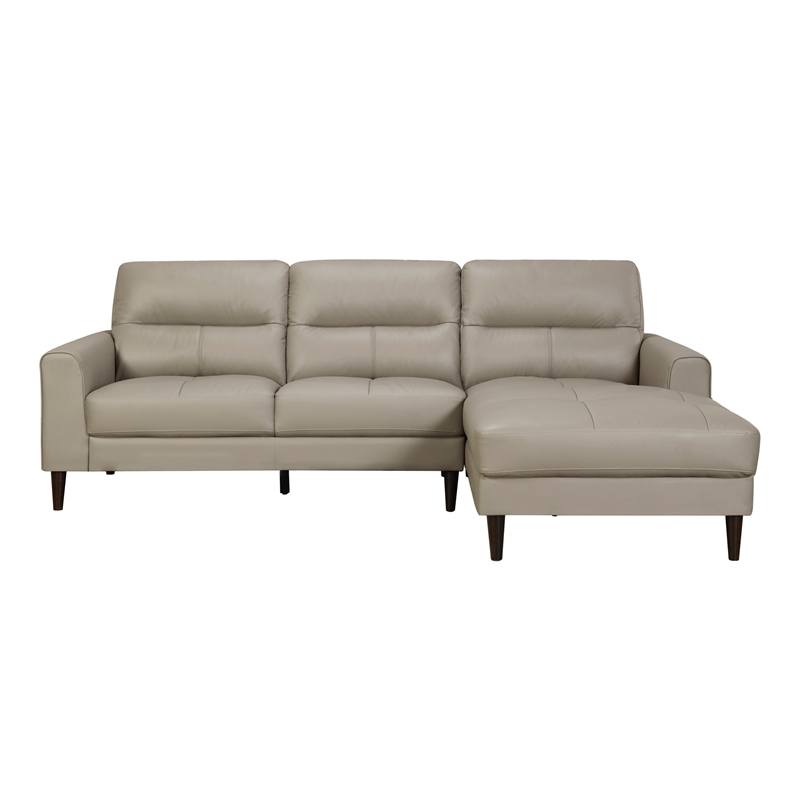 Lexicon Lewes 2-Piece Leather Match Sectional with Right Chaise in Latte