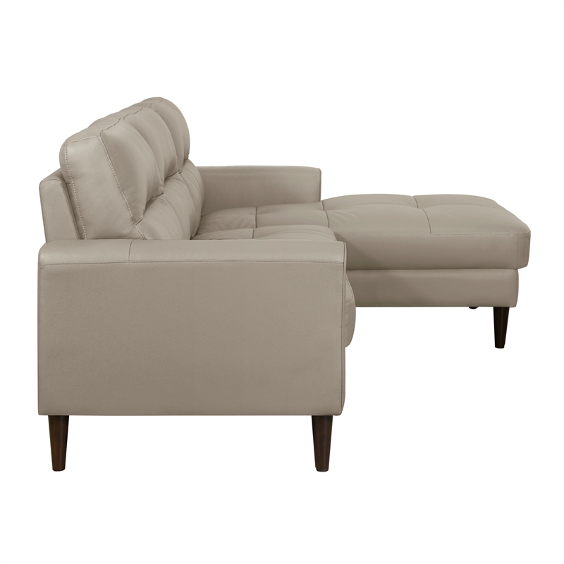 Lexicon Lewes 2-Piece Leather Match Sectional with Right Chaise in Latte