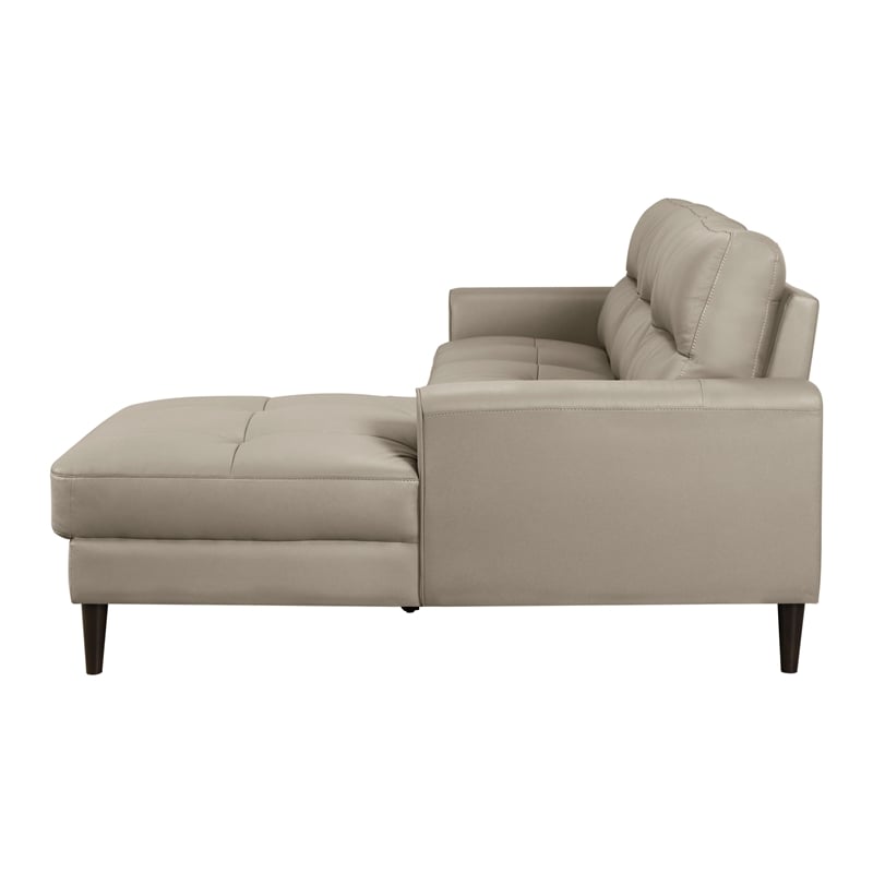 Lexicon Lewes 2-Piece Leather Match Sectional with Right Chaise in Latte