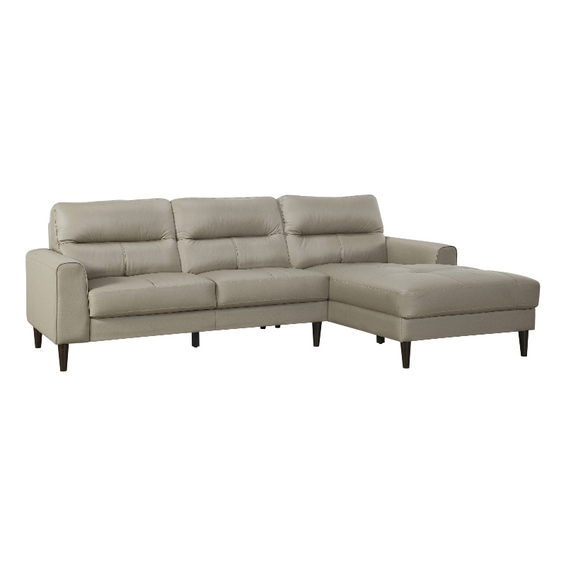 Lexicon Lewes 2-Piece Leather Match Sectional with Right Chaise in Latte