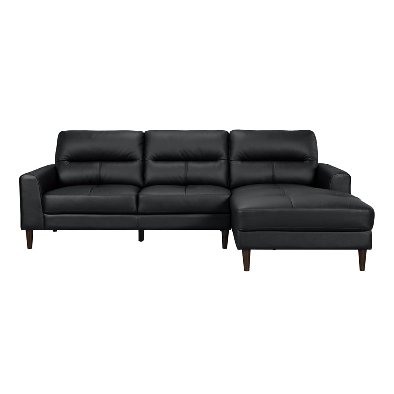 Lexicon Lewes 2-Piece Leather Match Sectional with Right Chaise in Black