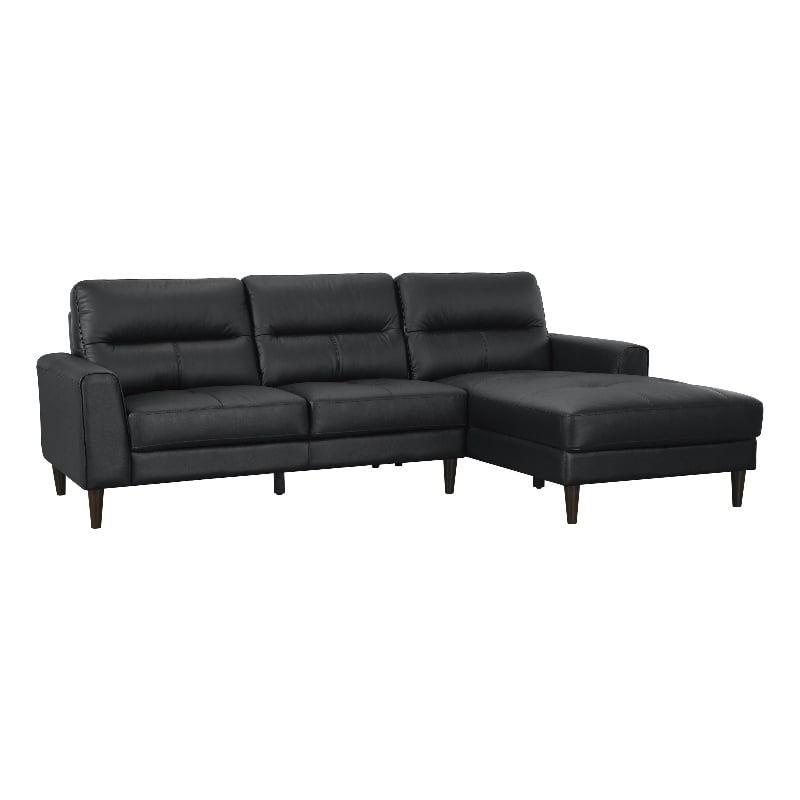 Lexicon Lewes 2-Piece Leather Match Sectional with Right Chaise in Black