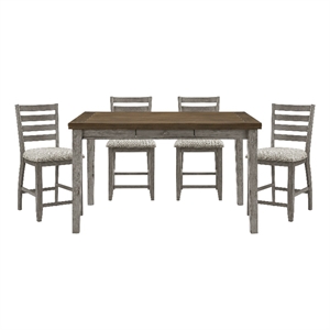 Lexicon Tigard 5-Piece Wood Counter Height Dining Set in Cherry and Gray