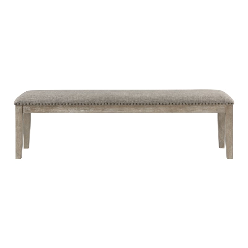 Lexicon Southlake Wood and Fabric Bench in Brownish Gray