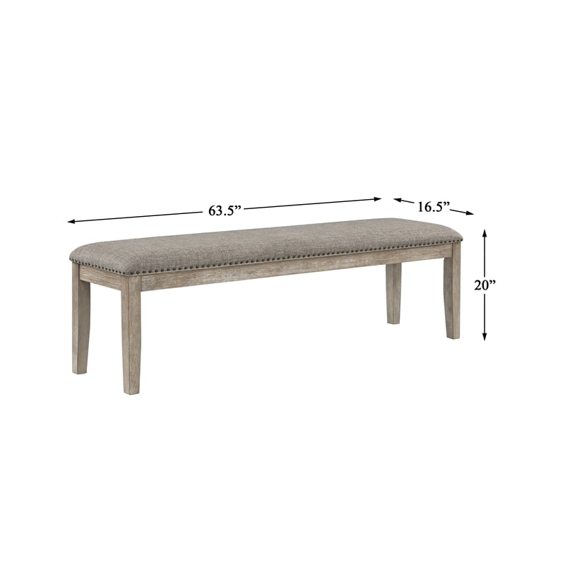 Lexicon Southlake Wood and Fabric Bench in Brownish Gray