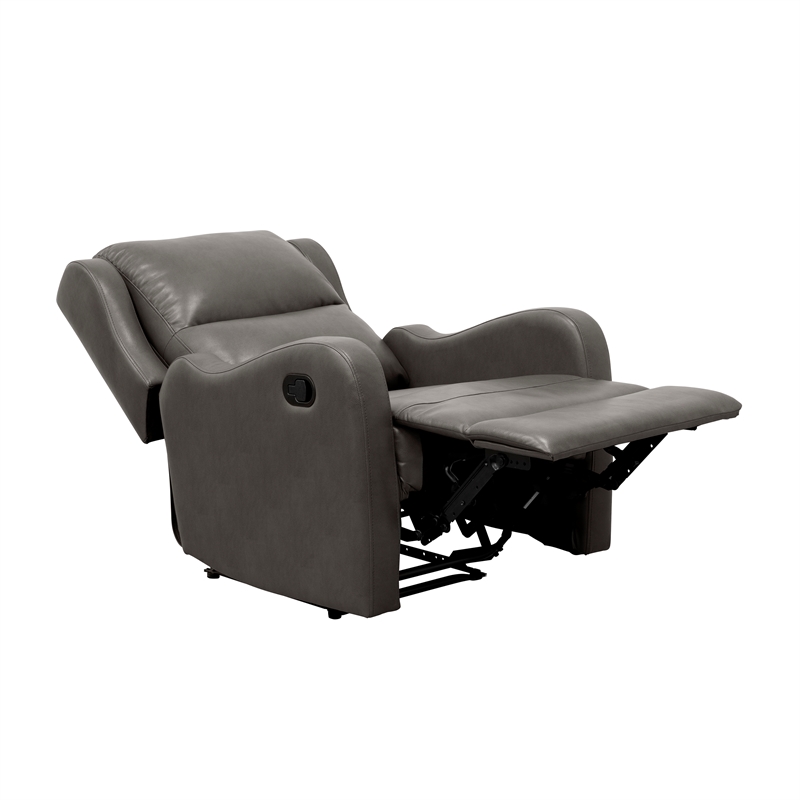 Lexicon Durant Faux Leather Manual Recliner Chair in Gray