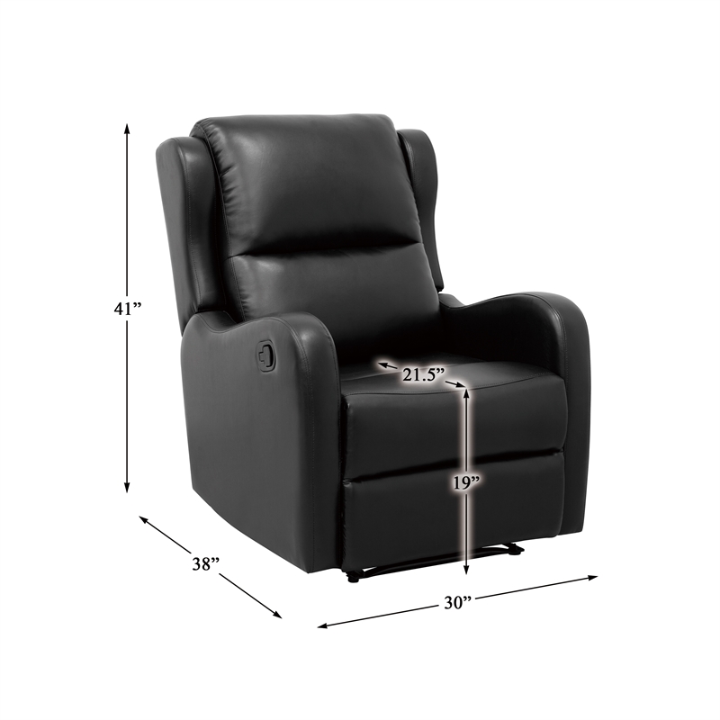 Lexicon Durant Faux Leather Manual Recliner Chair in Black