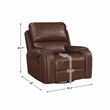 Lexicon Newnan Faux Leather Swivel Glider Manual Reclining Chair in Brown