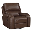 Lexicon Newnan Faux Leather Swivel Glider Manual Reclining Chair in Brown