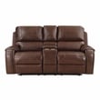Lexicon Newnan Faux Leather Double Glider Manual Reclining Loveseat in Brown
