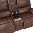 Lexicon Newnan Faux Leather Double Glider Manual Reclining Loveseat in Brown