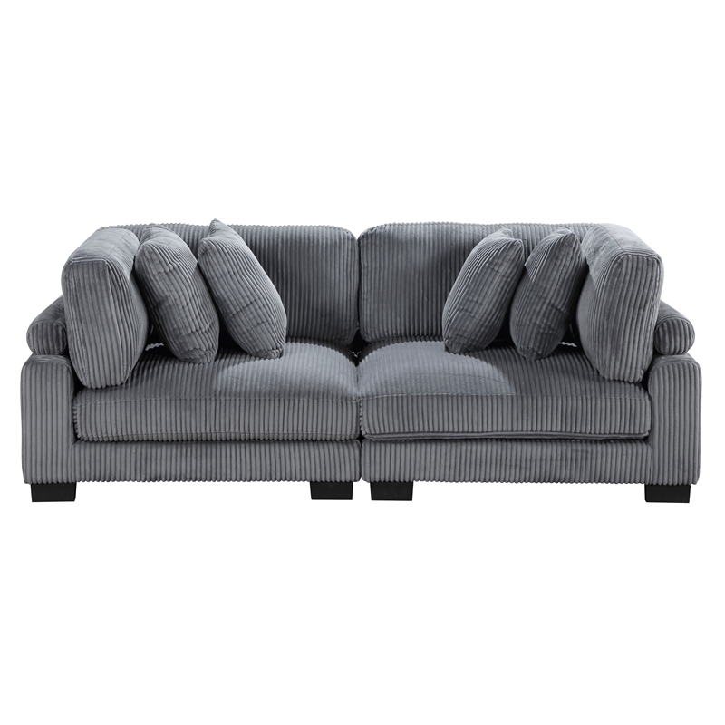 Lexicon Traverse Corduroy Fabric Upholstered Loveseat in Gray