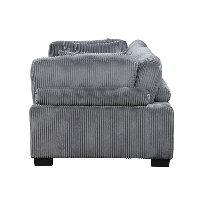 Lexicon Traverse Corduroy Fabric Upholstered Loveseat in Gray