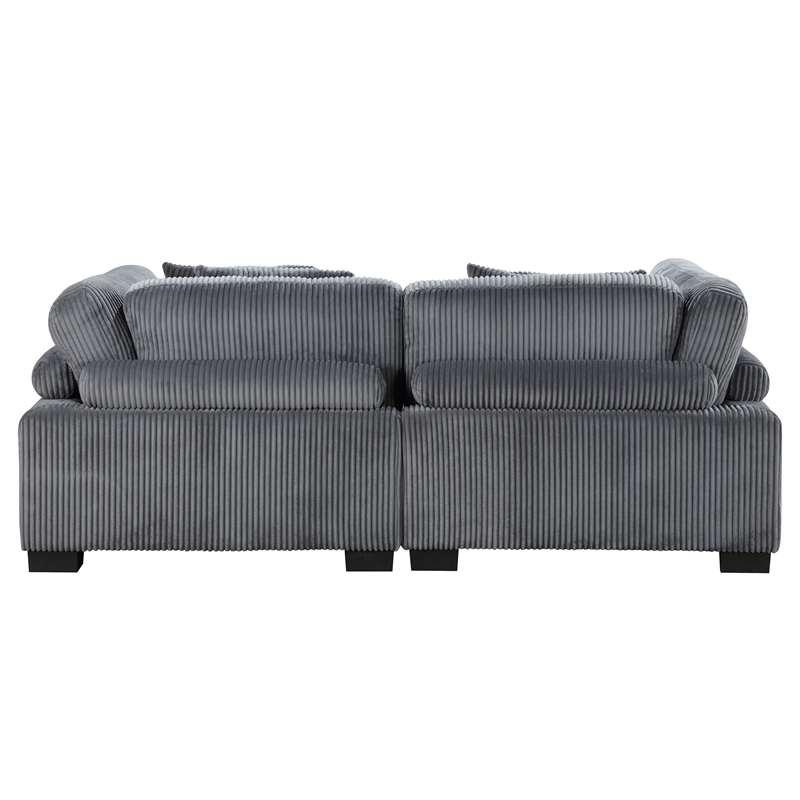 Lexicon Traverse Corduroy Fabric Upholstered Loveseat in Gray