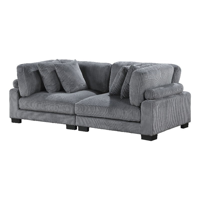 Lexicon Traverse Corduroy Fabric Upholstered Loveseat in Gray