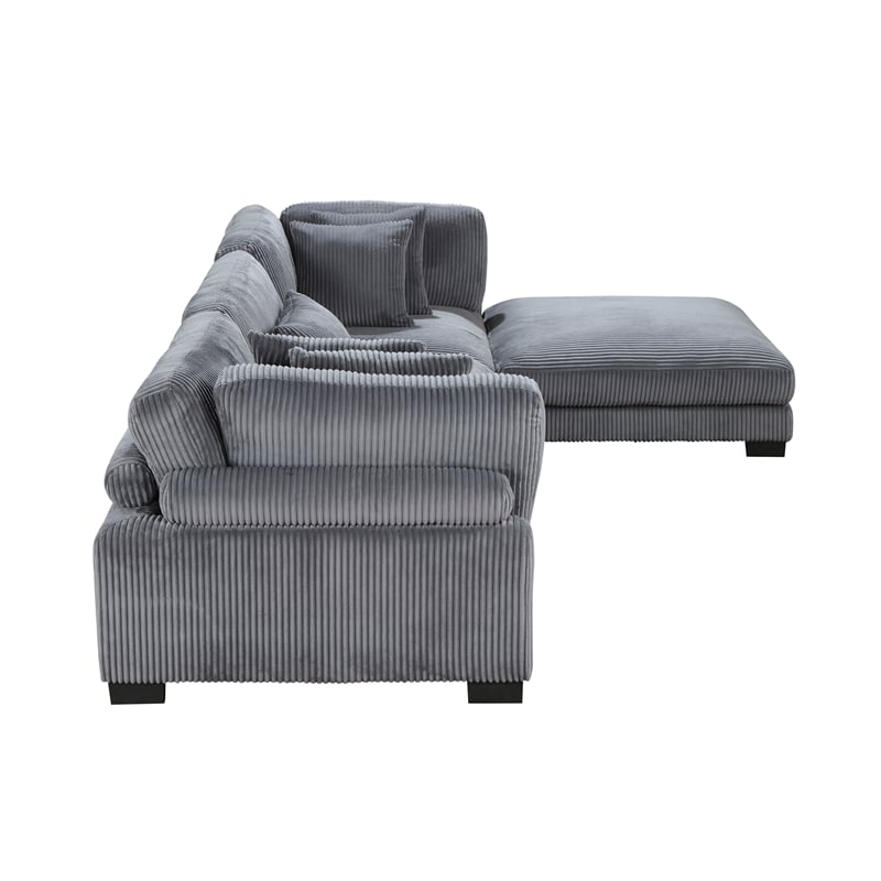 Lexicon Traverse 4-Piece Corduroy Modular Sectional with Ottoman in Gray