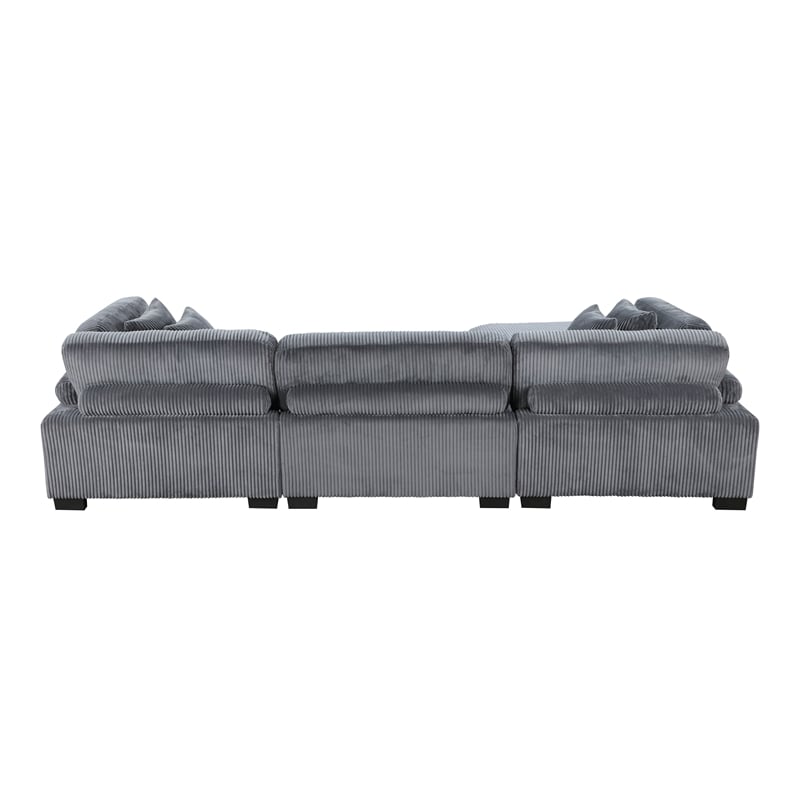 Lexicon Traverse 4-Piece Corduroy Modular Sectional with Ottoman in Gray