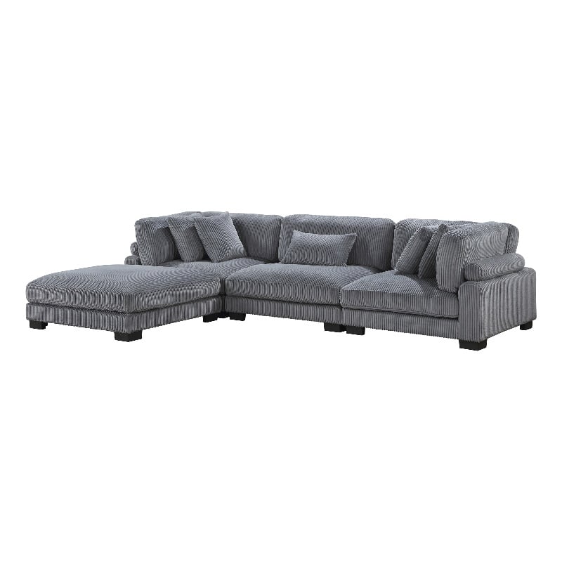 Lexicon Traverse 4-Piece Corduroy Modular Sectional with Ottoman in Gray