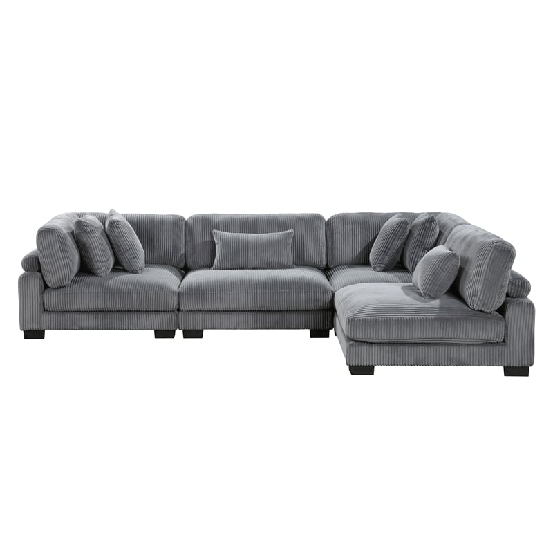 Lexicon Traverse 4-Piece Corduroy Upholstered Modular Sectional in Gray