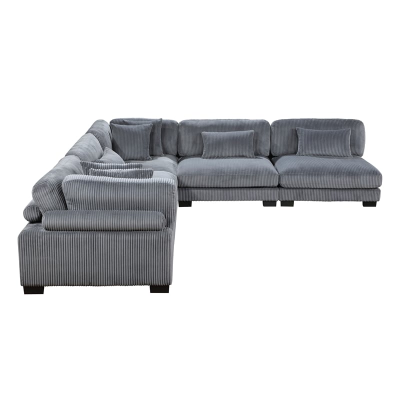 Lexicon Traverse 5-Piece Corduroy Upholstered Modular Sectional in Gray