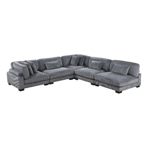 Lexicon Traverse 5-Piece Corduroy Upholstered Modular Sectional in Gray