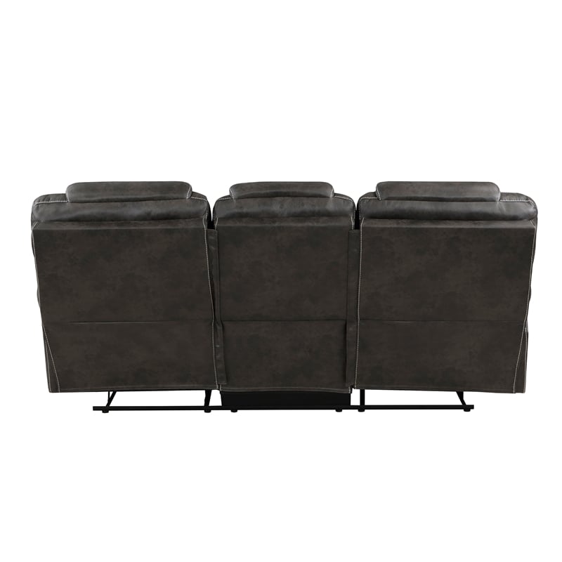 Lexicon Gainesville Microfiber Double Manual Reclining Sofa in Chocolate