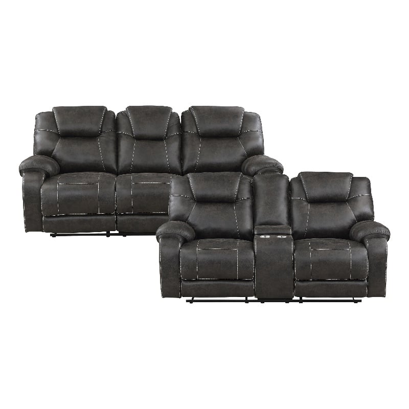 Lexicon Gainesville 2-Piece Microfiber Manual Reclining Sofa Set in Chocolate