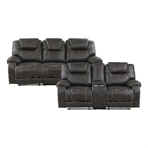 lexicon gainesville 2-piece microfiber manual reclining sofa set in chocolate
