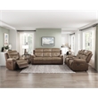 Lexicon Glendale Microfiber Double Glider Manual Reclining Loveseat in Brown