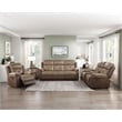 Lexicon Glendale Polished Microfiber Double Manual Reclining Sofa in Brown