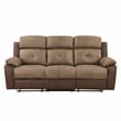 Lexicon Glendale Polished Microfiber Double Manual Reclining Sofa in Brown