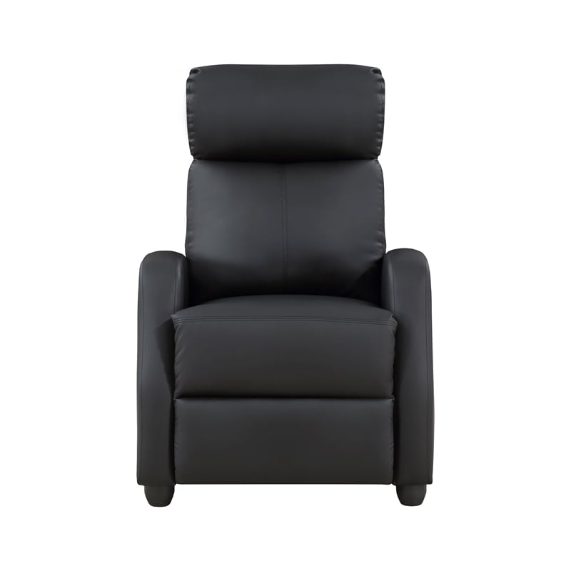 Lexicon Greenfield Faux Leather Push Back Reclining Chair in Black