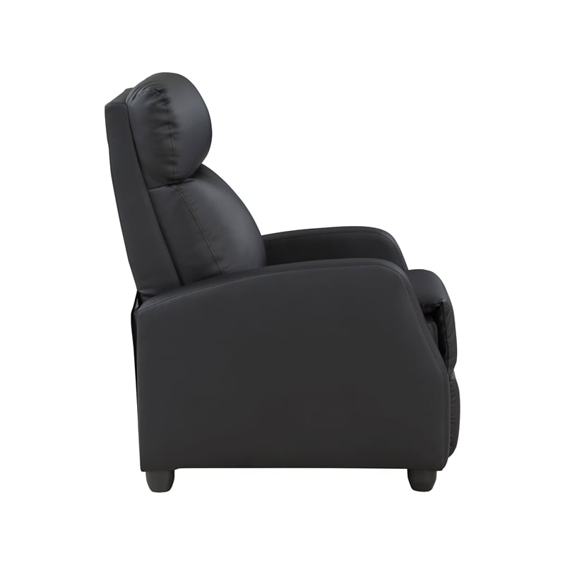 Lexicon Greenfield Faux Leather Push Back Reclining Chair in Black
