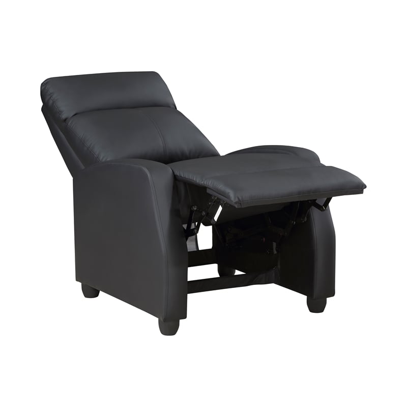 Lexicon Greenfield Faux Leather Push Back Reclining Chair in Black