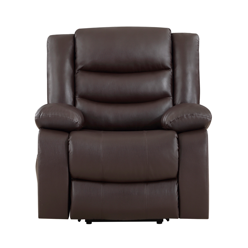 Lexicon Carson Faux Leather Power Lift Chair in Dark Brown