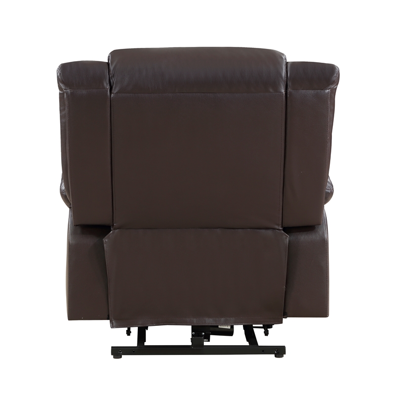 Lexicon Carson Faux Leather Power Lift Chair in Dark Brown