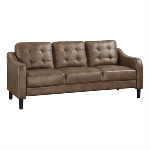 lexicon mallory polished microfiber sofa in brown