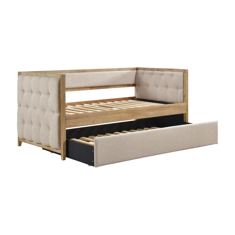 Lexicon Roseburg Boucle Upholstered Daybed with Trundle in Beige