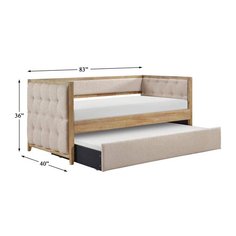 Lexicon Roseburg Boucle Upholstered Daybed with Trundle in Beige