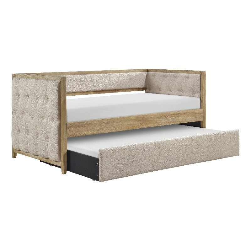 Lexicon Roseburg Boucle Upholstered Daybed with Trundle in Beige