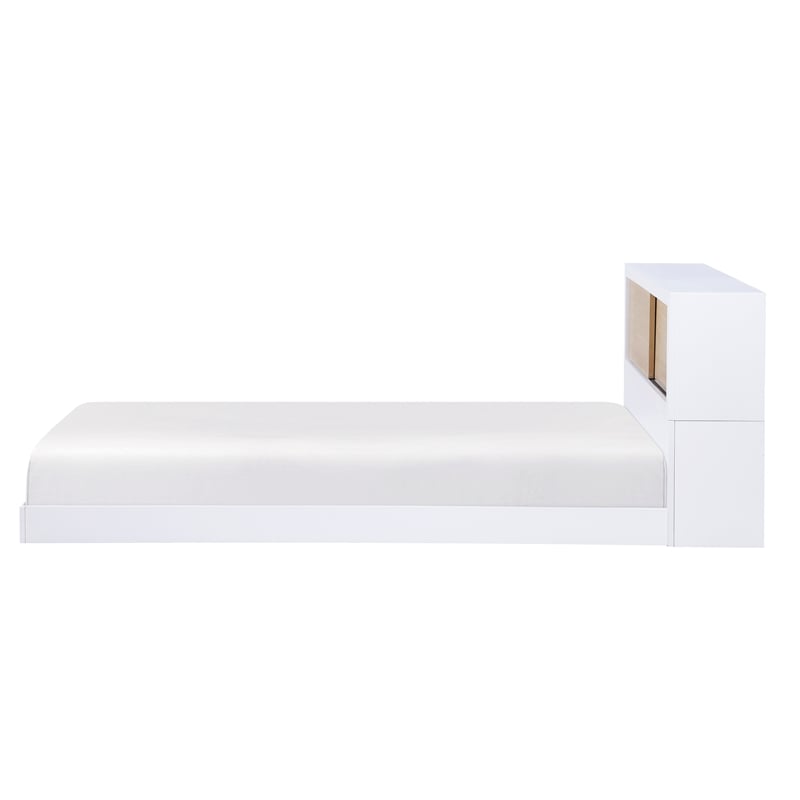 Lexicon Asker Wood Twin Bookcase Bed in 2-Tone Finish (White and Natural)