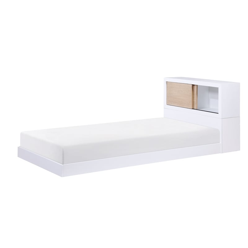 Lexicon Asker Wood Twin Bookcase Bed in 2-Tone Finish (White and Natural)