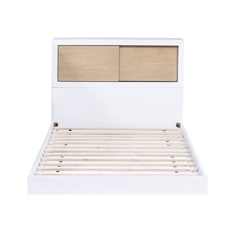 Lexicon Asker Wood Twin Bookcase Bed in 2-Tone Finish (White and Natural)