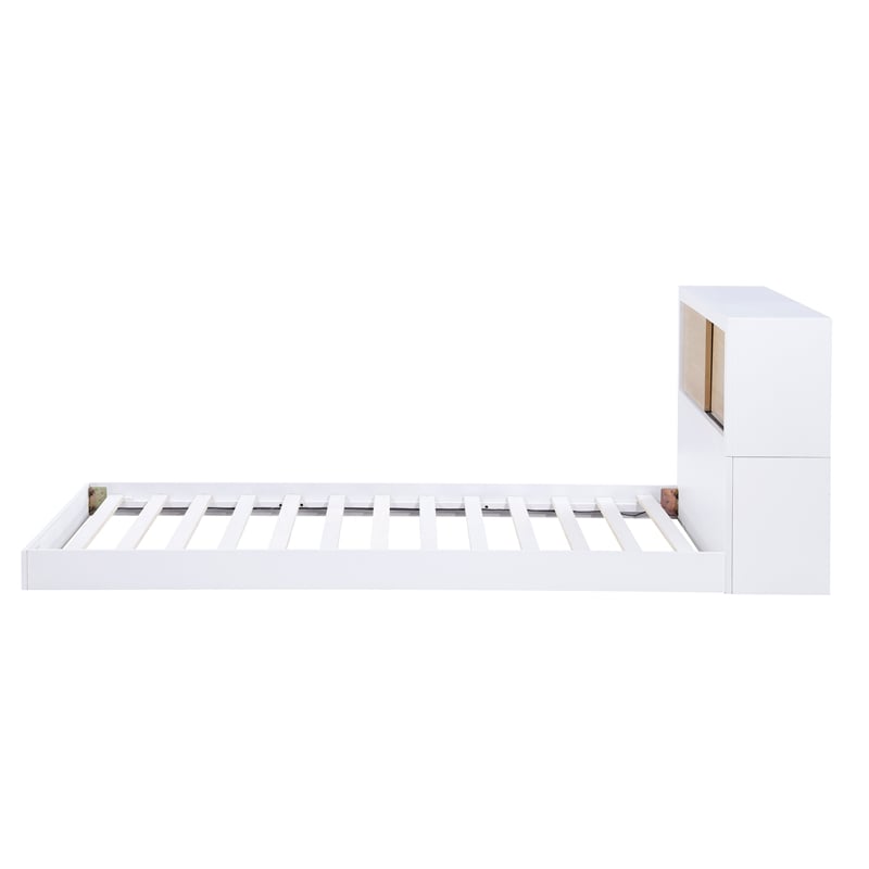Lexicon Asker Wood Twin Bookcase Bed in 2-Tone Finish (White and Natural)