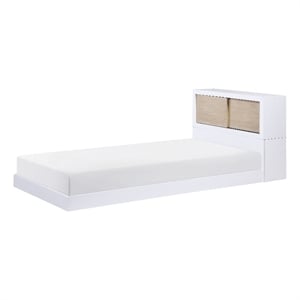 Lexicon Asker Wood Twin Bookcase Bed in 2-Tone Finish (White and Natural)