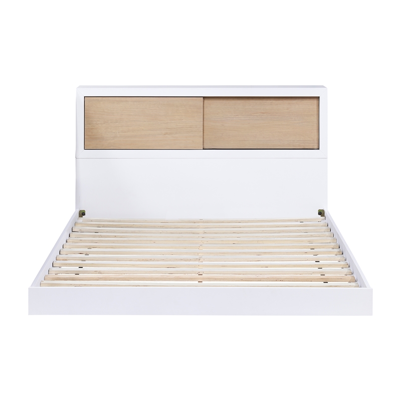 Lexicon Asker Wood Full Bookcase Bed in 2-Tone Finish (White and Natural)