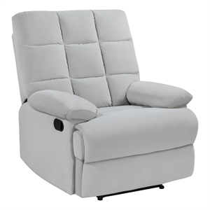 lexicon colin upholstered velvet fabric manual recliner in light gray