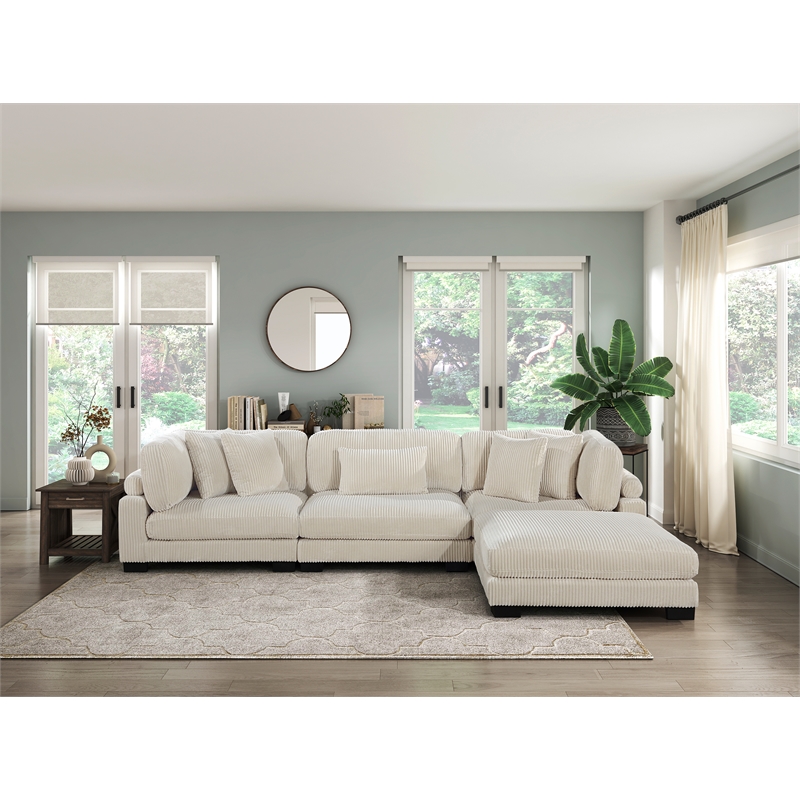 Lexicon Traverse 4-Piece Corduroy Fabric Modular Sectional in Beige
