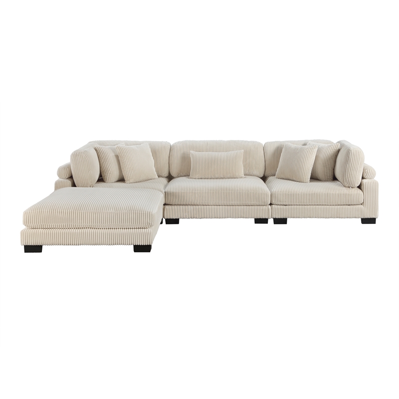 Lexicon Traverse 4-Piece Corduroy Fabric Modular Sectional in Beige