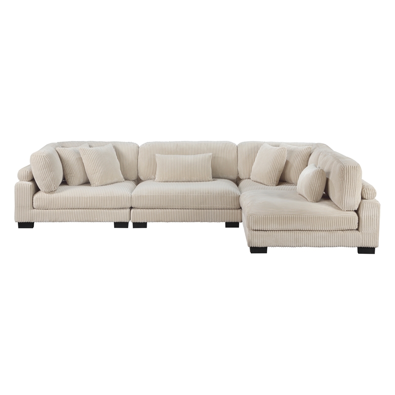 Lexicon Traverse 4-Piece Upholstered Corduroy Fabric Modular Sectional in Beige